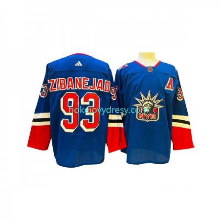 Pánské Hokejový Dres New York Rangers Mika Zibanejad 93 Adidas 2022-2023 Reverse Retro Modrý Authentic